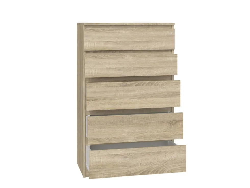 Cassettiera moderna con 5 cassetti 70x40x109 cm rovere chiaro CMMT9
