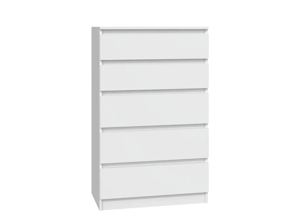 Cassettiera moderna con 5 cassetti 70x40x109 cm bianca CMMT9