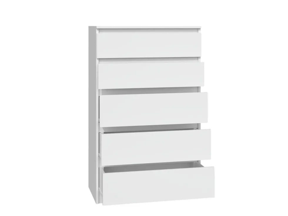 Cassettiera moderna con 5 cassetti 70x40x109 cm bianca CMMT9