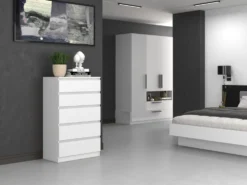 Cassettiera moderna con 5 cassetti 70x40x109 cm bianca CMMT9