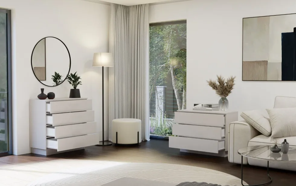 Cassettiera moderna con 3 cassetti 85x40x66 cm beige cashmere CMMT3