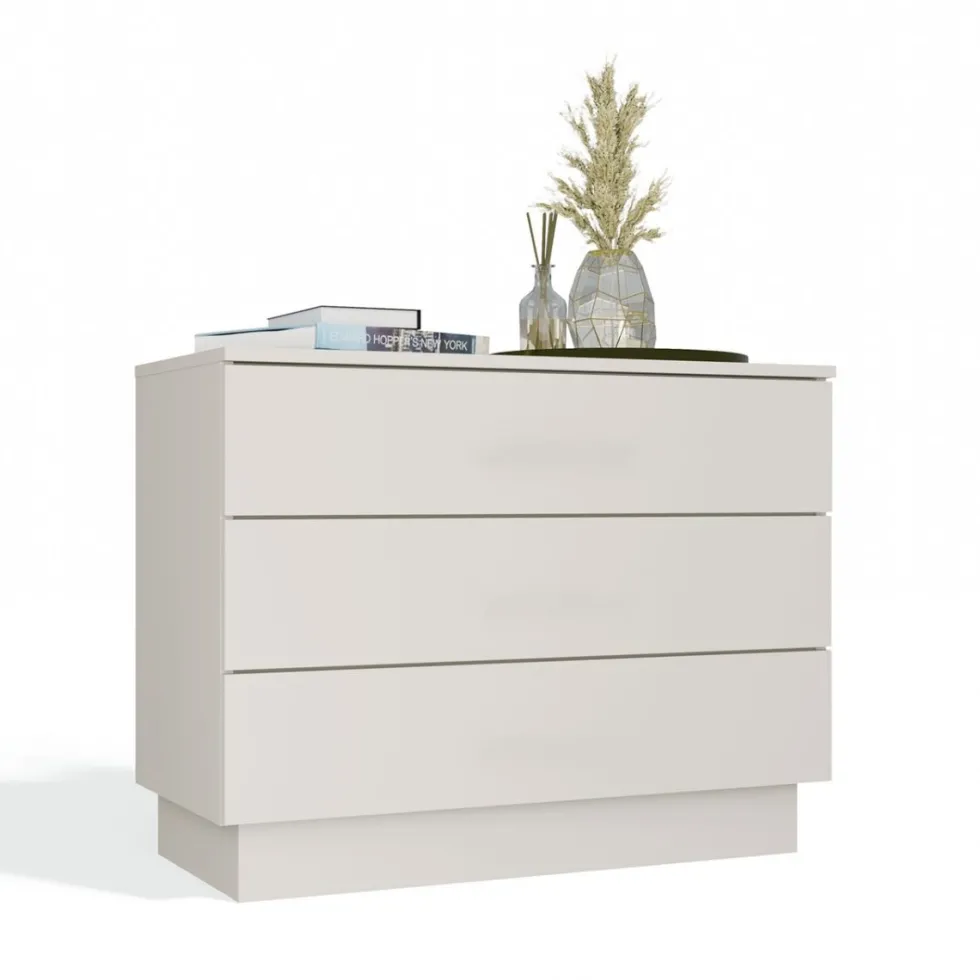 Cassettiera moderna con 3 cassetti 85x40x66 cm beige cashmere CMMT3