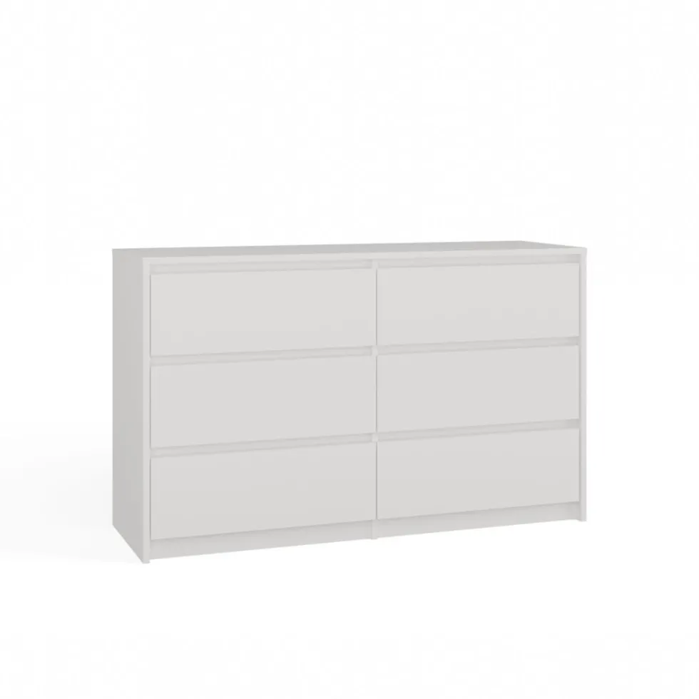 Cassettiera moderna con 6 cassetti 120x40x73 cm bianca CMMT4
