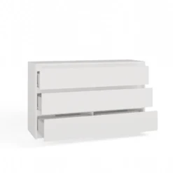 Cassettiera moderna con 6 cassetti 120x40x73 cm bianca CMMT4