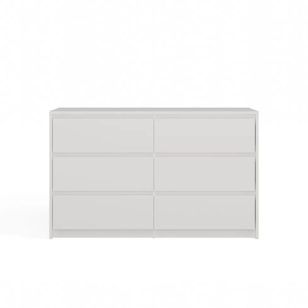 Cassettiera moderna con 6 cassetti 120x40x73 cm bianca CMMT4