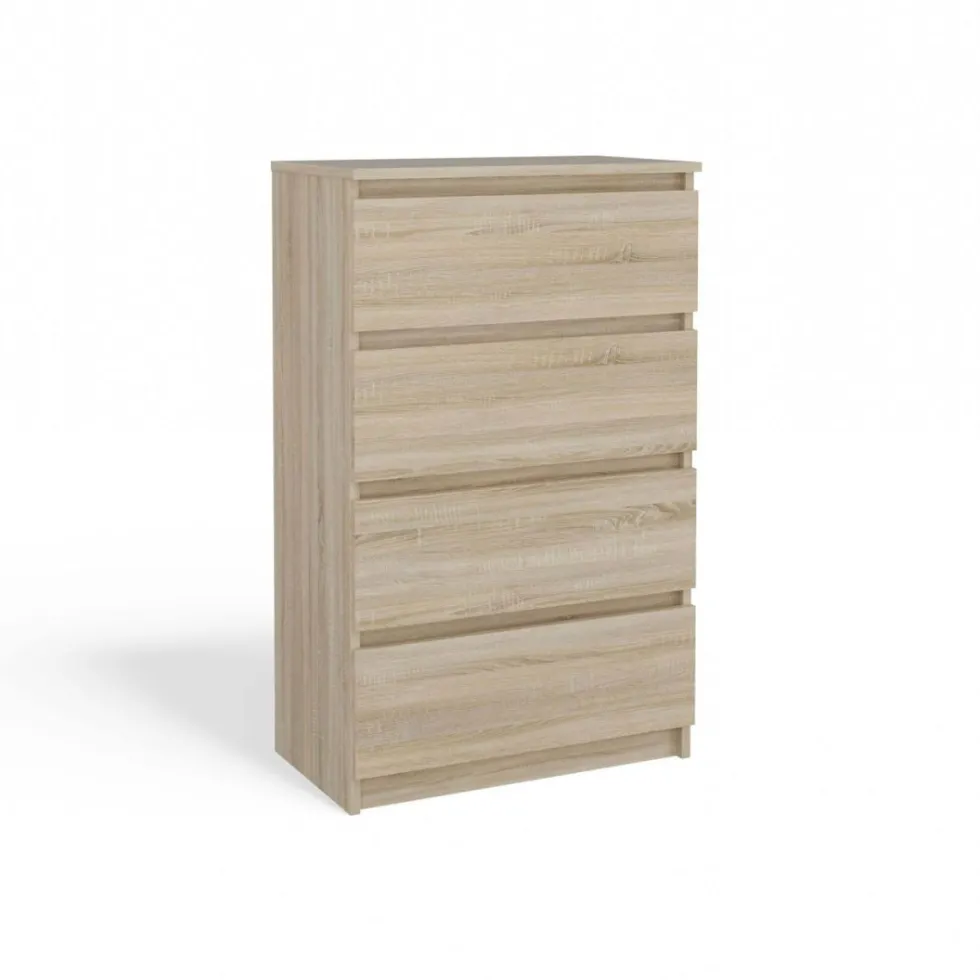 Cassettiera moderna con 4 cassetti 70x40x97cm rovere chiaro CMMT8