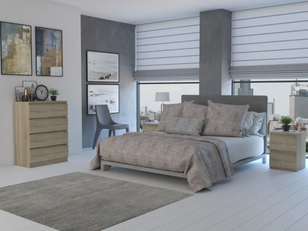 Cassettiera moderna con 4 cassetti 70x40x97cm rovere chiaro CMMT8