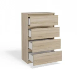 Cassettiera moderna con 4 cassetti 70x40x97cm rovere chiaro CMMT8