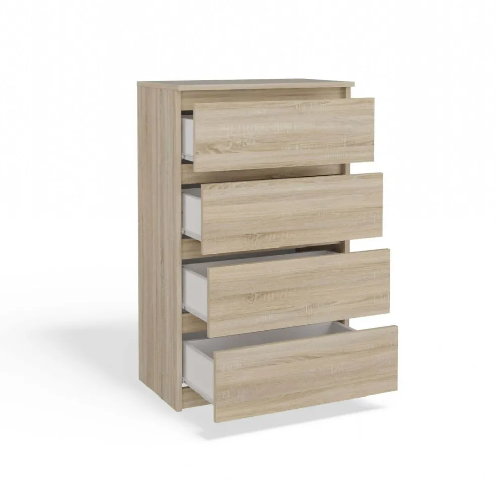 Cassettiera moderna con 4 cassetti 70x40x97cm rovere chiaro CMMT8