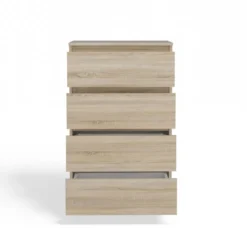 Cassettiera moderna con 4 cassetti 70x40x97cm rovere chiaro CMMT8