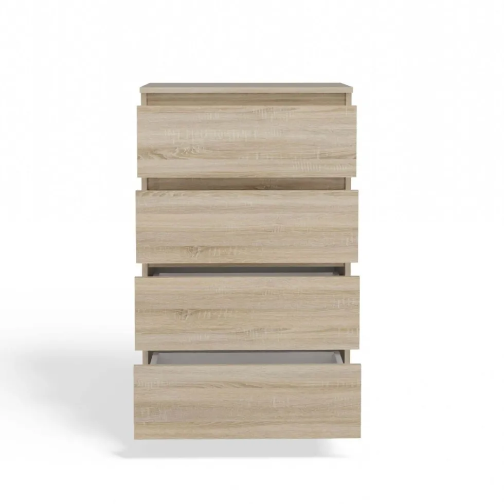 Cassettiera moderna con 4 cassetti 70x40x97cm rovere chiaro CMMT8