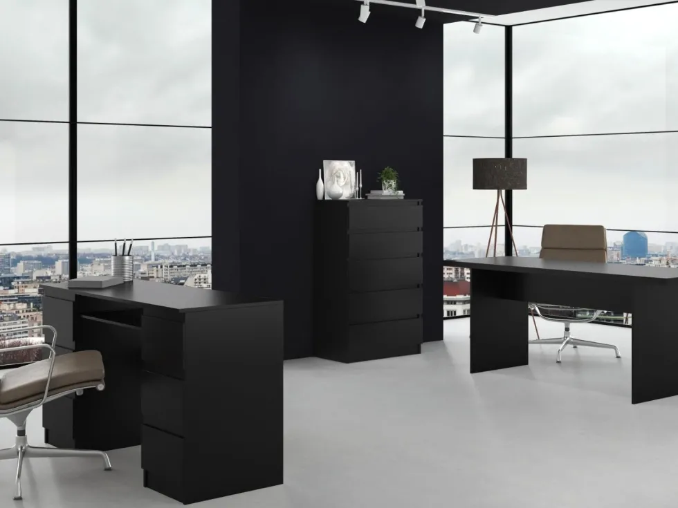 Cassettiera moderna con 5 cassetti 70x40x109 cm nera CMMT9
