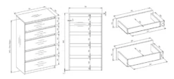 Cassettiera moderna con 5 cassetti 70x40x109 cm nera CMMT9