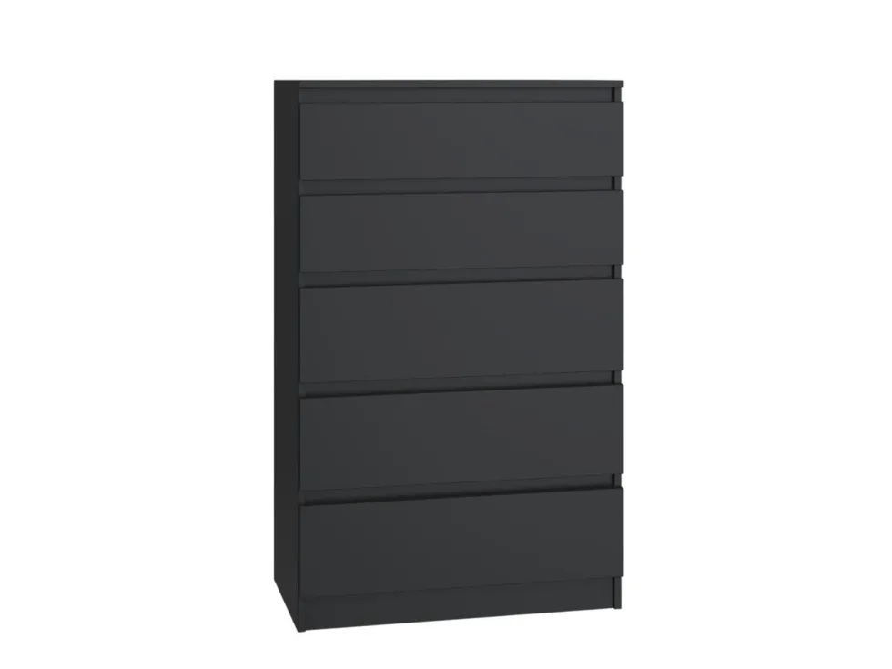 Cassettiera moderna con 5 cassetti 70x40x109 cm nera CMMT9