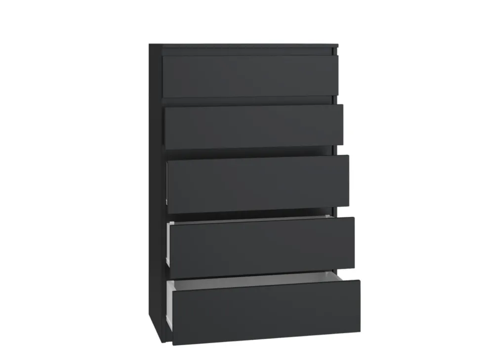 Cassettiera moderna con 5 cassetti 70x40x109 cm nera CMMT9