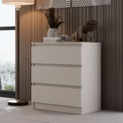 Cassettiera moderna con 3 cassetti 70x40x75 cm cashmere CMMT6