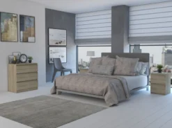 Cassettiera moderna con 3 cassetti 70x40x75 cm rovere chiaro CMMT6