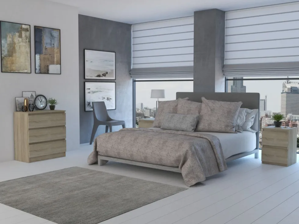 Cassettiera moderna con 3 cassetti 70x40x75 cm rovere chiaro CMMT6