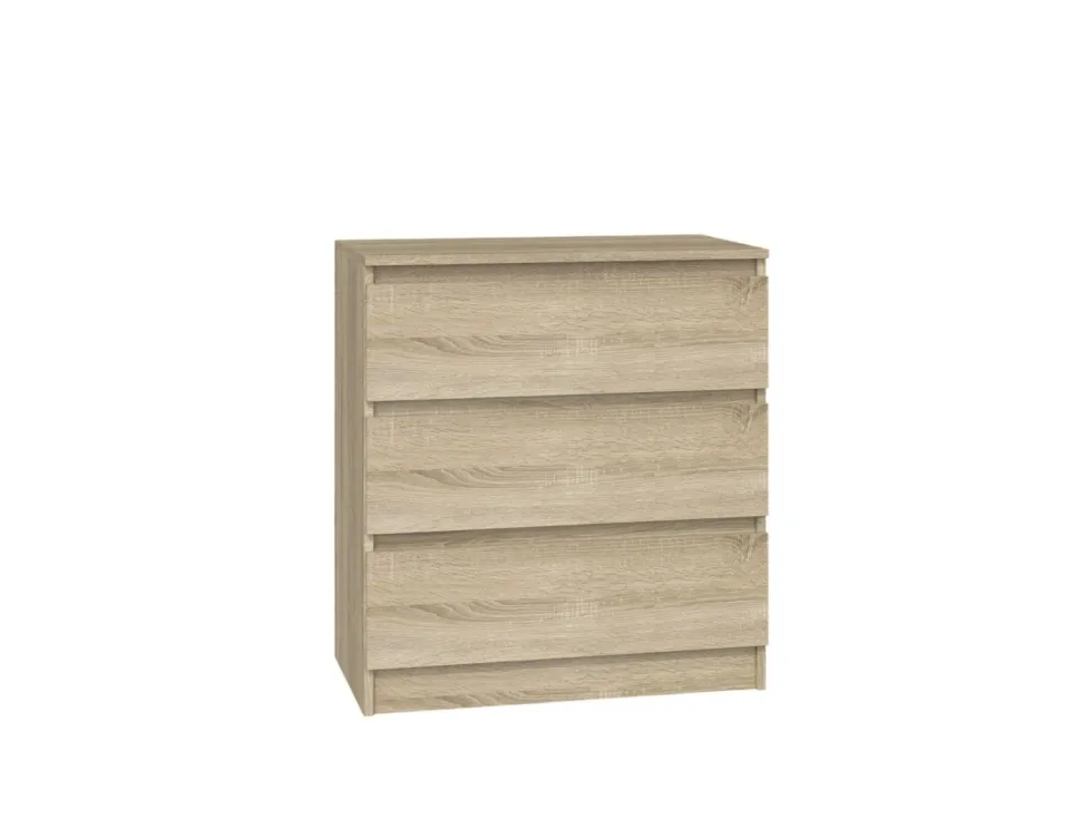 Cassettiera moderna con 3 cassetti 70x40x75 cm rovere chiaro CMMT6