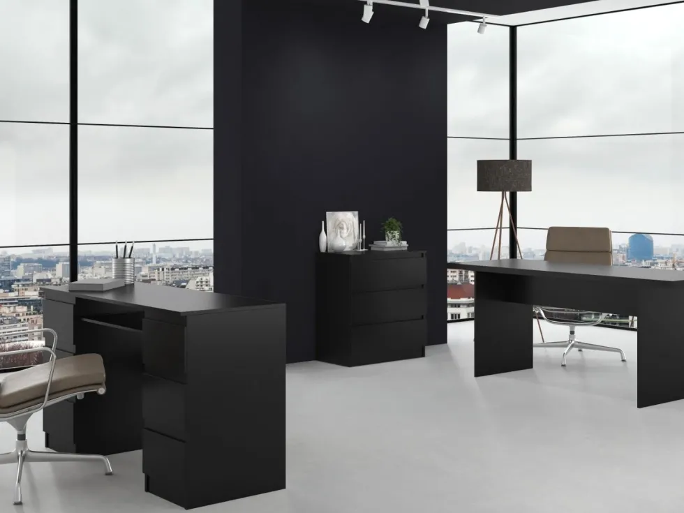Cassettiera moderna con 3 cassetti 70x40x75 cm nera CMMT6