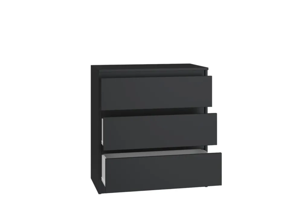 Cassettiera moderna con 3 cassetti 70x40x75 cm nera CMMT6