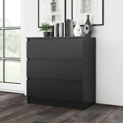 Cassettiera moderna con 3 cassetti 70x40x75 cm nera CMMT6