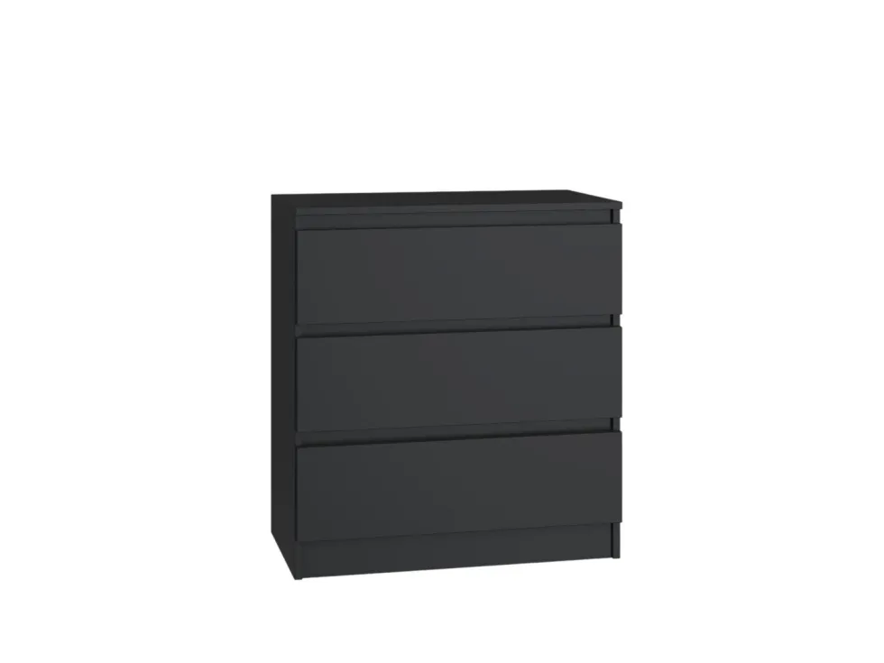 Cassettiera moderna con 3 cassetti 70x40x75 cm nera CMMT6