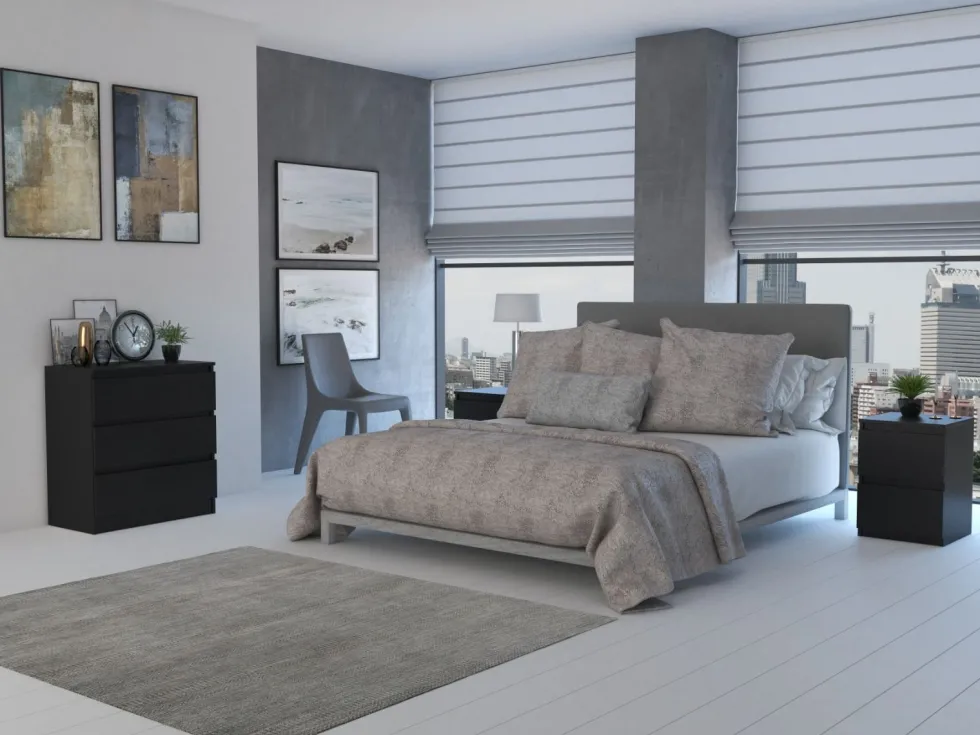 Cassettiera moderna con 3 cassetti 70x40x75 cm nera CMMT6