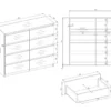 Cassettiera moderna con 8 cassetti 120x40x97 cm nera CMMT12