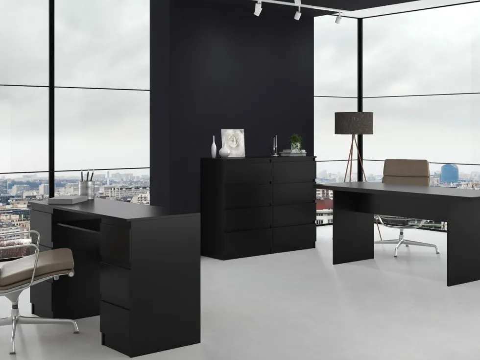 Cassettiera moderna con 8 cassetti 120x40x97 cm nera CMMT12