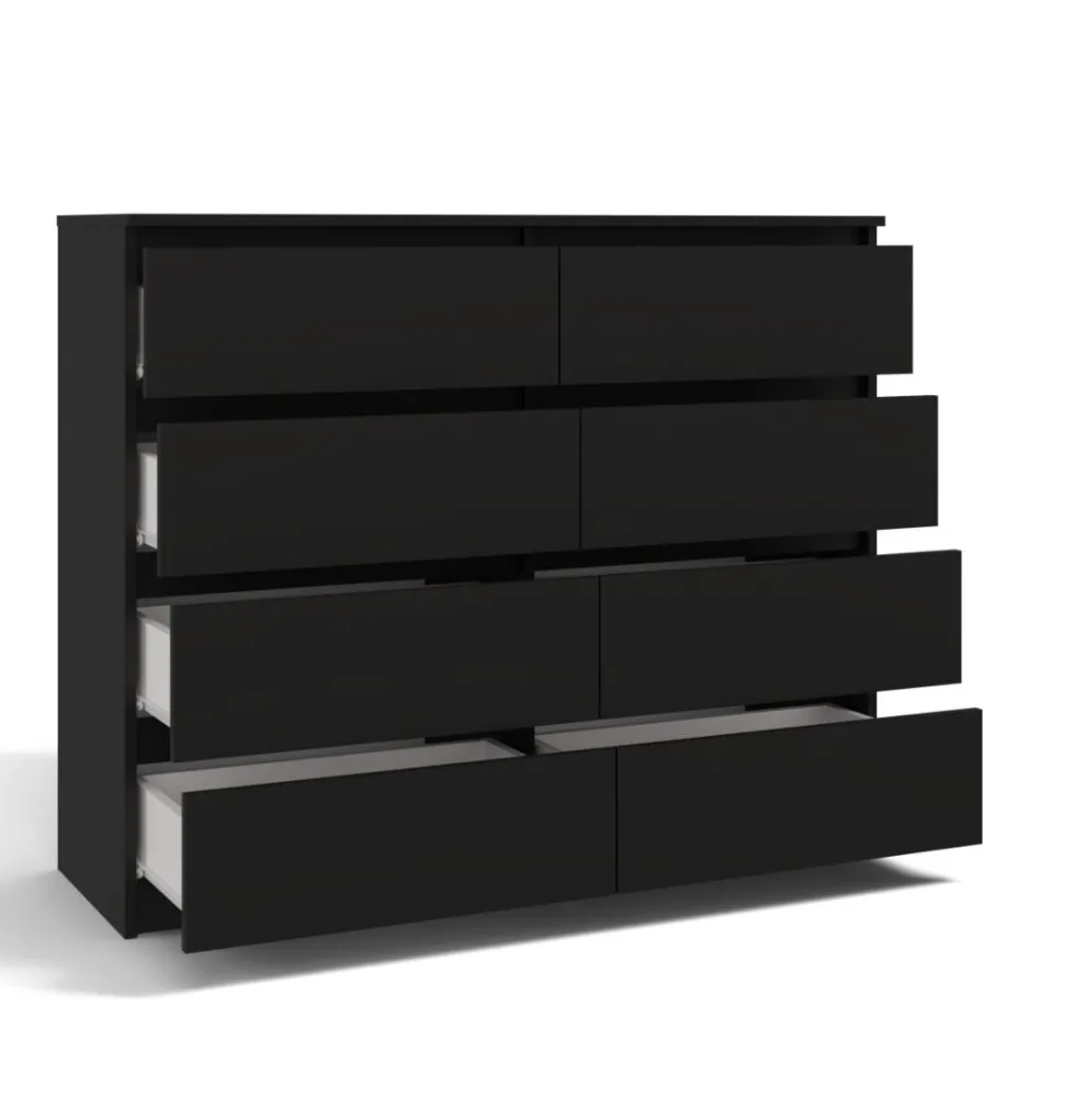 Cassettiera moderna con 8 cassetti 120x40x97 cm nera CMMT12