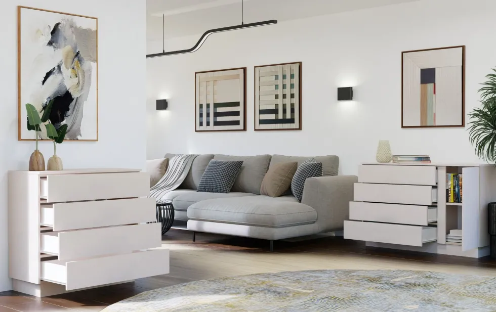 Cassettiera moderna con 4 cassetti 85x40x84 cm beige cashmere CMMT1