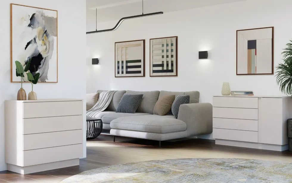Cassettiera moderna con 4 cassetti 85x40x84 cm beige cashmere CMMT1