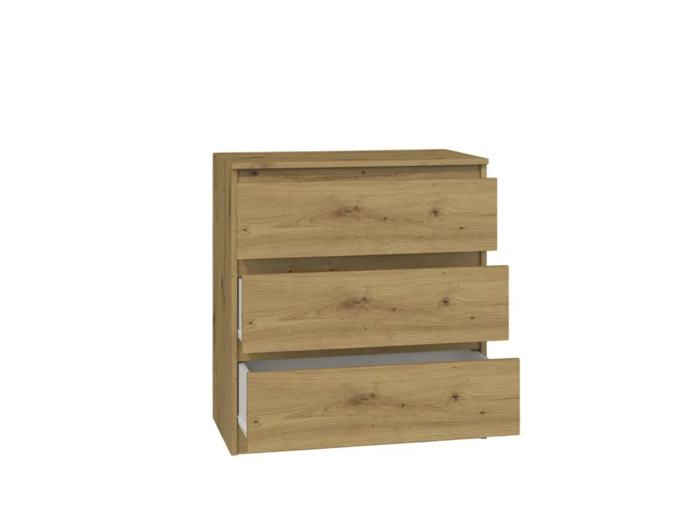 Cassettiera moderna con 3 cassetti 70x40x75 cm rovere CMMT6