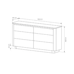 Cassettiera moderna con 6 cassetti in rovere e nero CLK12