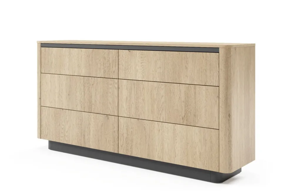 Cassettiera moderna con 6 cassetti in rovere e nero CLK12