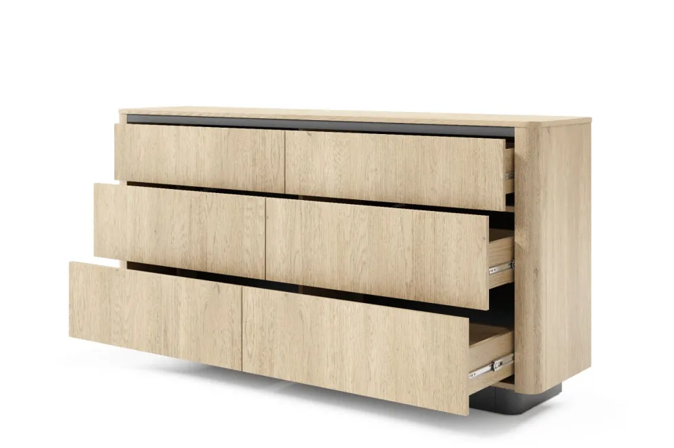 Cassettiera moderna con 6 cassetti in rovere e nero CLK12