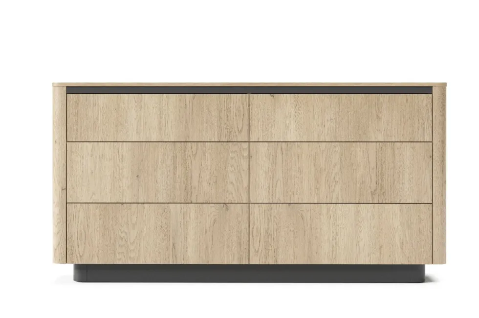 Cassettiera moderna con 6 cassetti in rovere e nero CLK12