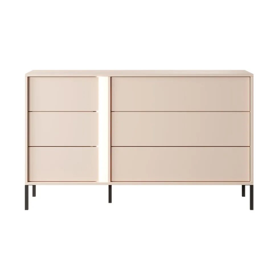 Cassettiera moderna con luce LED 137x81cm beige CLK10