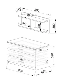 Cassettiera moderna e mensola CI27