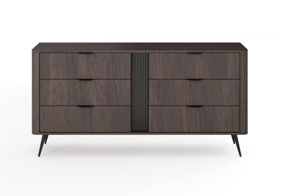 Cassettiera moderna 163x81 cm con 6 cassetti quercia scuro CLK13