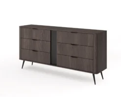 Cassettiera moderna 163x81 cm con 6 cassetti quercia scuro CLK13