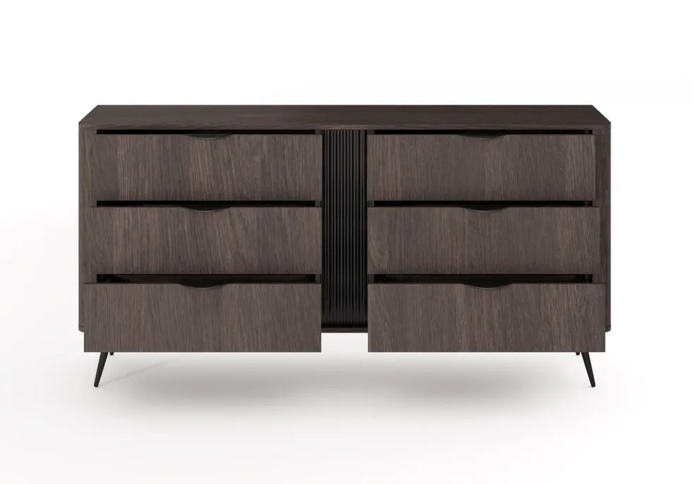 Cassettiera moderna 163x81 cm con 6 cassetti quercia scuro CLK13