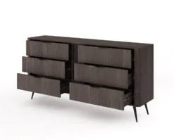 Cassettiera moderna 163x81 cm con 6 cassetti quercia scuro CLK13
