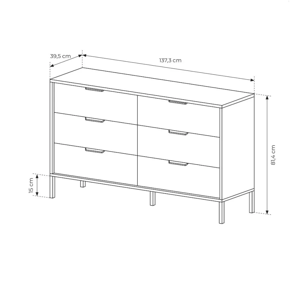 Cassettiera moderna 137x81cm marrone e nero CLK5