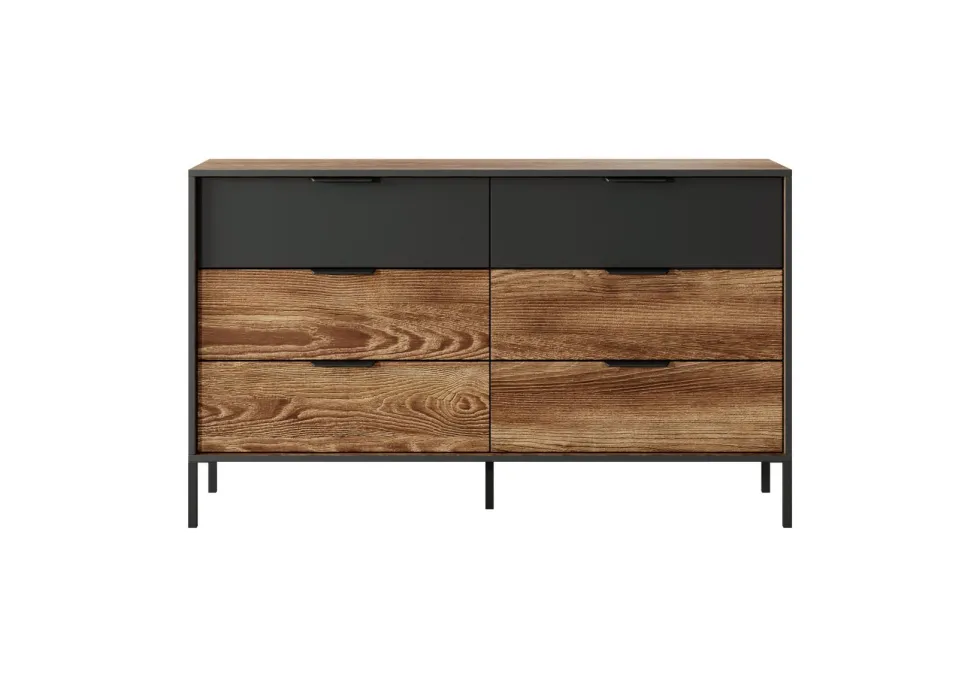 Cassettiera moderna 137x81cm marrone e nero CLK5