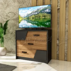 Cassettiera Nero e Rovere CU40