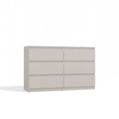Cassettiera per camera da letto con 6 cassetti 120x30x75 cm cashmere CMMT10