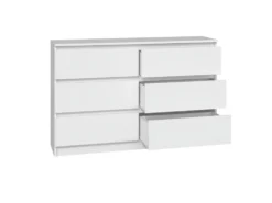 Cassettiera per camera da letto con 6 cassetti 120x30x75 cm bianca CMMT10