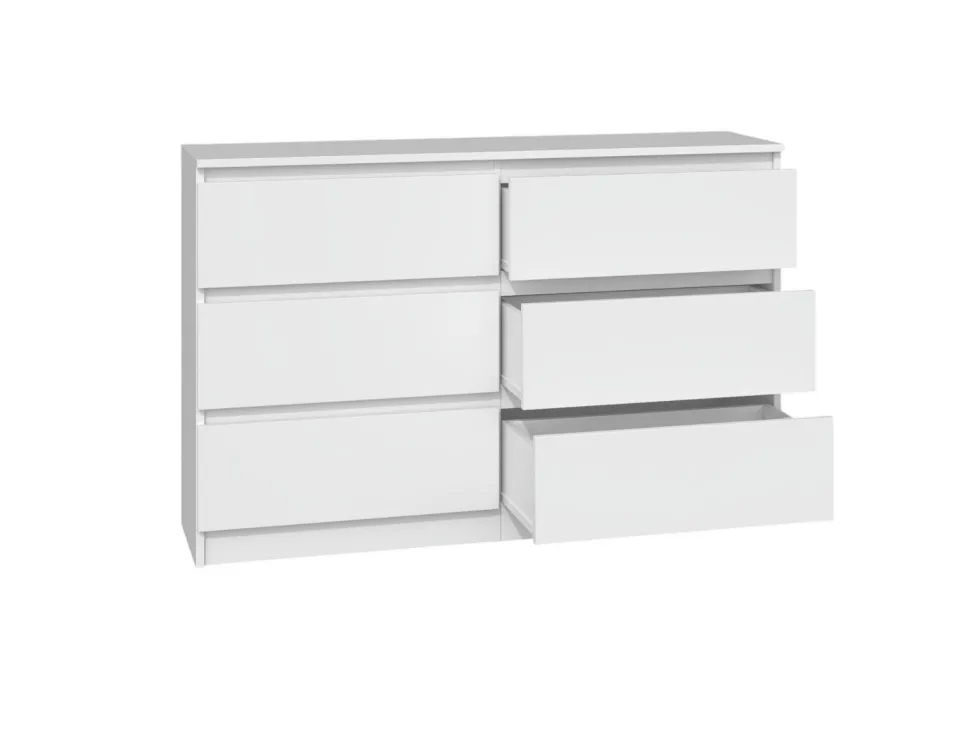Cassettiera per camera da letto con 6 cassetti 120x30x75 cm bianca CMMT10